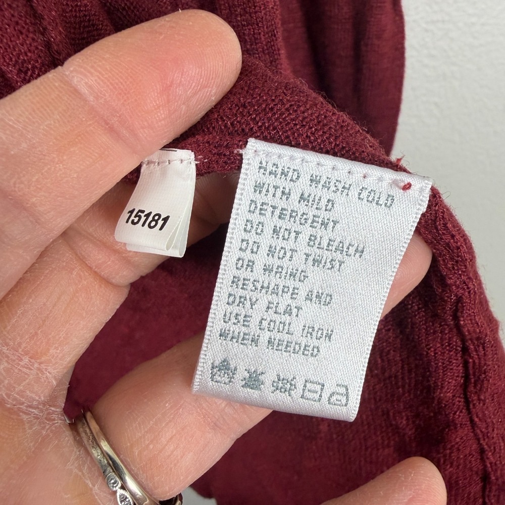 August Silk Cardigan Sweater Women's Large Maroon Long Sleeve Knitted Open Front - Picture 6 of 14